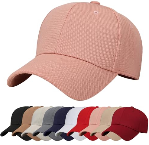 Baynetin Baseball Cap Schlichte Baseballkappe Reine Farbe Baseboard Basecap Unisex Verstellbar Atmungsaktiv Anti-UV Outdoor Reise Sonnenhut Golfkappe (Rosa)