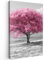 MuchoWow© Stampa Foto 60x90 cm Quadro Moderno Quadri Moderni Soggiorno Con Cornice Stampe Da Parete Camera Da Letto Matrimoniale Decorazione CanvasAlbero - Rosa - Bianco e nero - Natura - Fiori