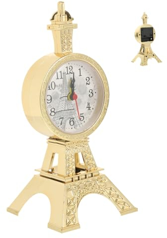 Alipis Wecker-Ornamente Piepender Wecker Analoge Uhr Weckuhr Pariser Eiffelturm-Statue Lauter Wecker Eiffelturm-Modell Tischuhr Dekoration Nachttischuhr Büro Plastik Frankreich Jahrgang