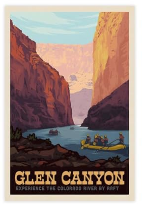 Jdekaec Vintage-Reiseposter Glen Canyon Rafting, Leinwandposter, Wandkunst, Dekordruck, Bild, Gemälde für Wohnzimmer, Schlafzimmer, Dekoration, ungerahmt, 40 x 60 cm