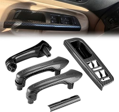 GEARMONSTER Türgriff Blenden Innen 5er Türgriffabdeckung Fensterheber abdeckung Kompatibel mit VW Golf 4 Jetta MK4 Bora 1998-2004 3B0867172, Carbon-Stil…