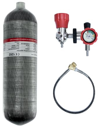TUXING 4,7 l Kohlefaser-Tank, 4500 psi Luftkomprimiertes System, HPA Pcp Luftgewehr-Ladetank, Airforce-Kondor-Messgerät, Reglerventil, Füllstation für PCP, Paintball, HPA, Scuba SCBA (leere Flasche)