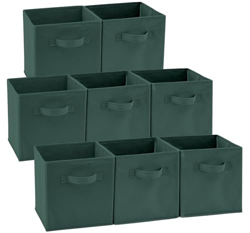 EZOWare Aufbewahrungskörbe Faltbare Würfel-Aufbewahrungsboxen, 8er-Set, Faltbare Aufbewahrungsbox für Kleinkinder, Kinderzimmer, Zuhause, 26,7x26,7x28cm / Dunkles -Watercress