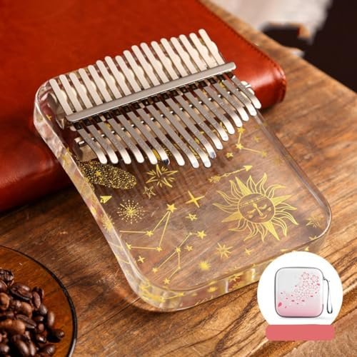 Acryl Kalimba 17 Tasten Daumenklavier mit Mini-Hammer, schnelles Lernen und großer Resonanz (B)