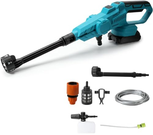 Akku Hochdruckreiniger, 80 BAR für Makita 18V Akku Tragbarer Hochdruckreiniger mit 6-IN-1 Düse, Bürstenloser Motor,380L/H(6.3L/min),für Auto, Terrasse, Rasen (Mit 1 Batterie)