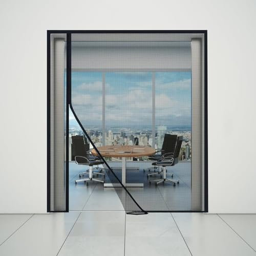 Tenda anti-insetti per camper 175x180cm zanzariera con cinghie magnetiche, porta anti-insetti per roulotte, zanzariera magnetica, chiusura automatica Nero