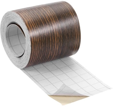 QUARKZMAN 1 Stk. selbstklebende Zierleisten, 60mm x 8m Melaminkanten-Band selbstklebend, PVC Möbelkantenband, Kantenband Kantenumleimer Furnier für Regalbretter/Holzplatten - Braun