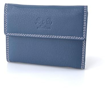 BUFFALO HILL L&B Collection Ausweis Hülle I Rindsleder Mappe I Echtleder Case I Querformat Herren & Damen Etui I RFID-Schutz I Führerschein I Kreditkarte I 12 Fächer I 2321 (Blau)