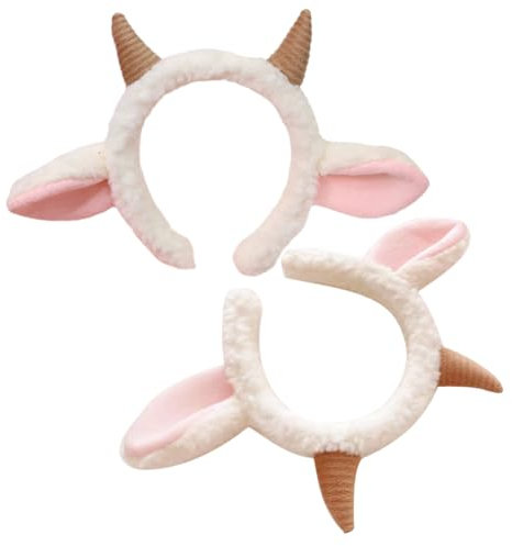 VALICLUD 2 Stück Schaf-Stirnband Mit Schaf-Hörnern Und Ohren Niedliche Lampe Cosplay-Haarband Tier-Schaf-Halloween-Kostüm-Zubehör