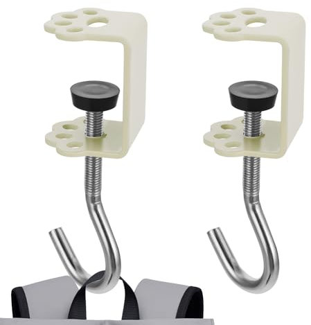 2Pcs Desk Mount Bag Holder Hook, Clamp-On Backpack Hanger, Purse Hooks for Tables, Portable Desk Mount Headphones Holder, Duty Handbag Hanger, Organize Desktop Storage Items (Cat Claw Type, Yellow)