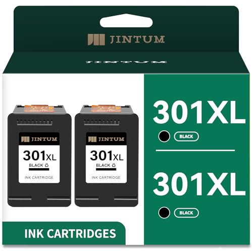 JINTUM 301XL Patronen Schwarz Multipack Kompatibel für HP 301 Druckerpatronen Ersatz für DeskJet 3050 1050 1510 2544 2549 Envy 4500 4504 5530 5534 OfficeJet 2620 4630 4632 4632 4634(Schwarz,2er-Pack)