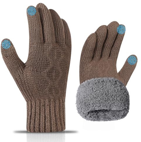 AYPOW Winter Handschuhe Herren Damen, Handschuhe Touchscreen Thermo Strickhandschuhe mit Dick Fleecefutter, Warme Wollhandschuhe für Laufen Fahren Radfahren Outdoor Sport
