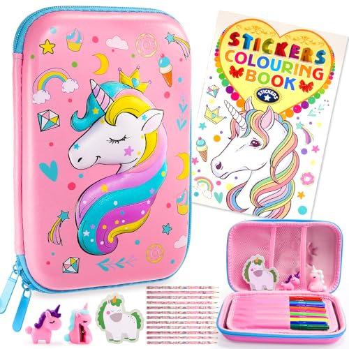 Dromlag Regalo Niña 3 4 5 6 7 8 9 10 Años, Estuche Pinturas Para Niñas Juguetes Niñas 3-7 Años Unicornio Juguetes Acuarelas Niños Kit Manualidades Niños Regalos Cumpleaños Niños Colegio