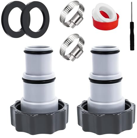 2 adattatori per tubi per piscina con filettatura interna, adattatore per piscina Intex Pool, set di adattatori per tubo per piscina, adattatore di ricambio per pompe, 32-38 mm, con filettatura