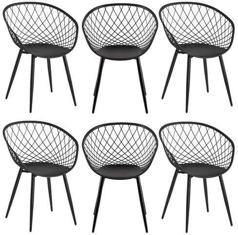 GOKHOMX Gartenstühle 6er Set, Gartensessel Terrassenstühle Balkonstühle mit Armlehnen Outdoor Sessel Kunststoffstühle mit Rückenlehne und Metallbeinen Terrassenmöbel Balkonmöbel Set