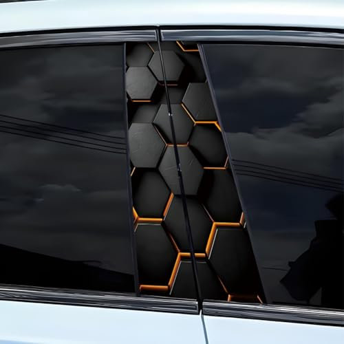 2PCS 3D Honigwabe Vinyl-Aufkleber Auto B Säule Wasserdicht Sonnenschutz-Kratzschutz Aufkleber DIY Tür Post Aufkleber Abdeckung Kratzer Auto Personalisierte Außen Zubehör (Schwarz 1)