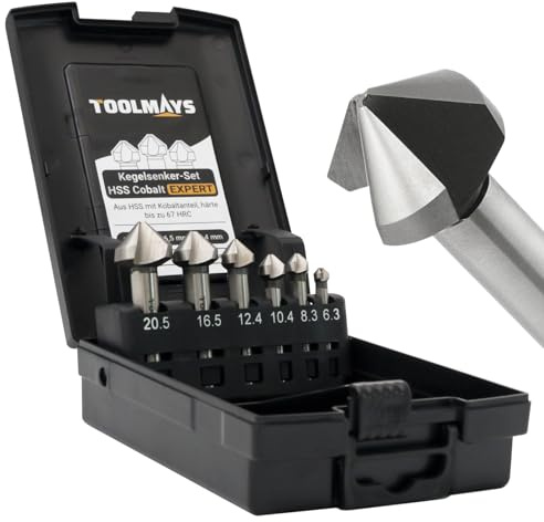 TOOLMAYS 6PCS Cobalt Countersink Drill Bit Set ø 6.3-20.5 mm