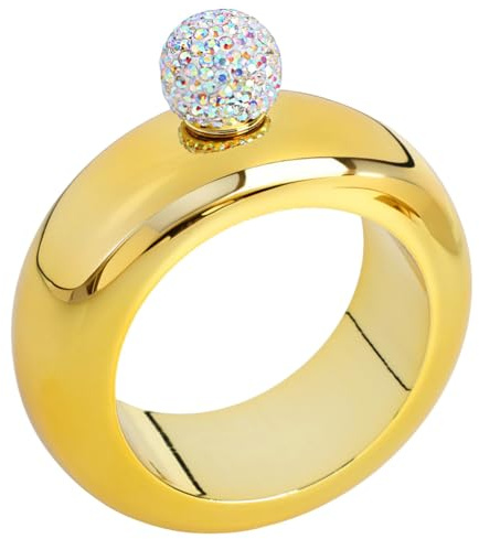 LYEAA Bracelet Flask Bangle Flask with Handmade Crystal Lid for Women Men Gift (Gold)