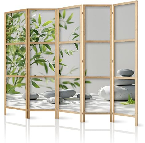 framed concept - Paravent Raumteiler aus Holz 225x172 cm, 5-teilig, einseitig, im orientalischen Stil