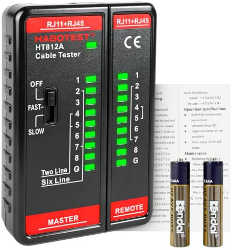 WUIOWPPIC Network Cable Tester Network Ethernet Cable Tester for RJ11 RJ45 | Ethernet Tester Ethernet Wire Tester Tool UTP/STP Continuity Test Portable Line Tester for Continuity Check,Phone Line Finder