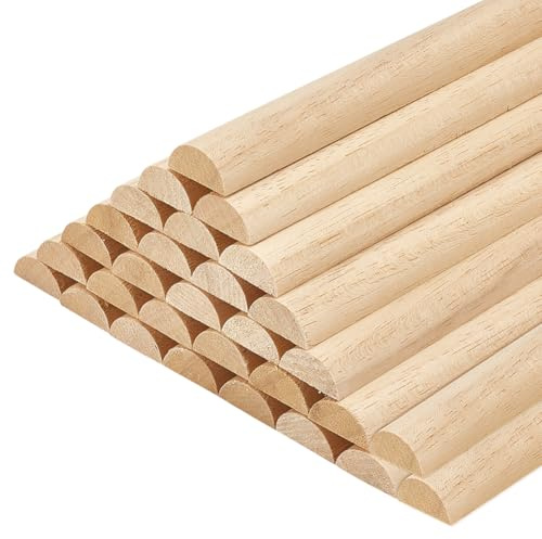 OLYCRAFT 30 Stück 30cm Halbrund Dübelstangen (19.5x9mm) Aus Unbehandeltem Holz Geeignet Für Bastelarbeiten Wandteppiche DIY Bastelarbeiten Und Modellbau.