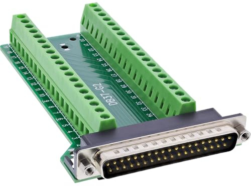 InLine D-Sub 37 Terminalblock Stecker, 2-reihige Schraubklemme, seitlicher Anschluss, einfache Montage für RS232/Signalverteilung, 92502J