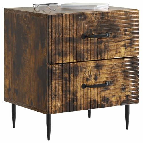 vidaXL Nachttisch Geräucherte Eiche 43 x 34,5 x 47,5 cm Holzwerkstoff, Geräumiger Nachttisch, Vintage Bettseite, schicke Box für Schlafzimmer, Holz-Design zum Organisieren
