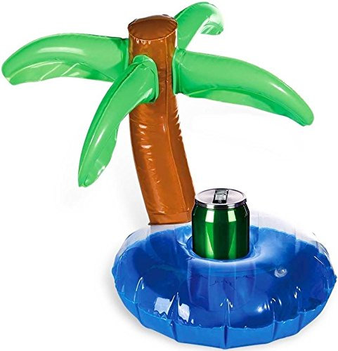 Concept4u® Inflatable Beverage Can Holder Island With Palm Tree Drink Summer Bath Swimming Pool Beer Toy Boat Home Floating Hot Tub