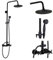 HomeLava Colonne de Douche Ensemble de Douche Système Douchette à main Chrome Set avec Mitigeur Thermostatique en Cuivre Rétro Peinture Noire pour Salle de bains