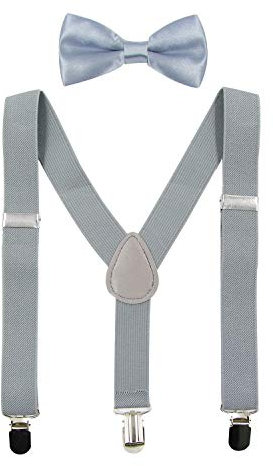 HANERDUN Set Bretelle Bambino e Papillon Elastici e Regolabili per Bambini da 1 a 10 Anni