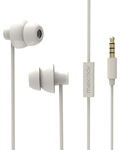 MAXROCK Sleeping Headphones, in-Ear Soundproof Earplug Soft Earbuds with Mic Noise Cancelling Sleep Earphones Earpods for Side Sleeper, Insomnia, Snoring, Air Travel, Bedtime Listening… (White)
