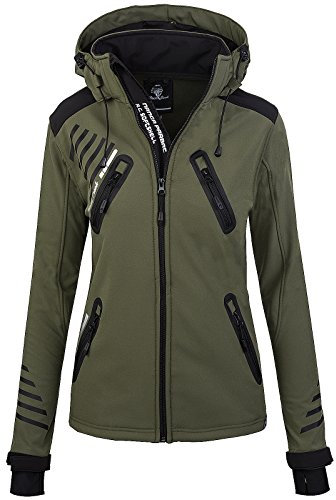 Rock Creek Damen Softshell Jacke Outdoorjacke Windbreaker Übergangs Jacke - Dunkelgrün - 38/M