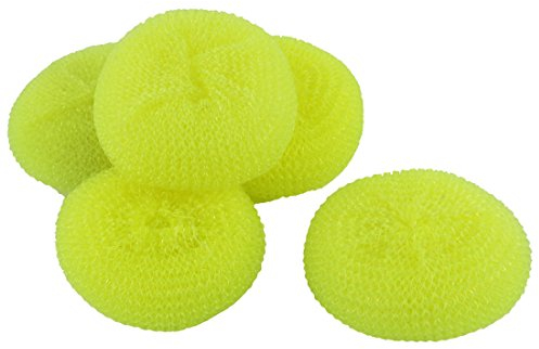 sourcing map Plastic Kitchen Dish Pot Pan Mesh Scouring Washing Cleaning Scrubber Pad 5pcs Light Yellow