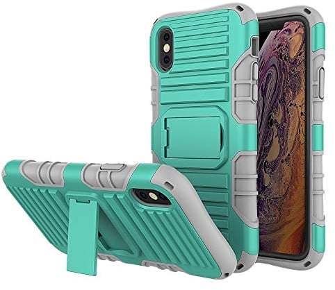 Cadorabo Hülle kompatibel mit Apple iPhone X/XS Schutzhülle TPU Silikon Case Outdoor Hybrid Design Anti Rutsch Slim Kratzfest Weiche Gummi mit Rundumschutz Case Hülle für iPhone X/XS in Türkis