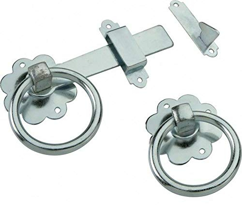 Heavy Duty Plain Ring GATE Latch Bright Zinc Plated Quality Garden Gate Catch Latch Screws