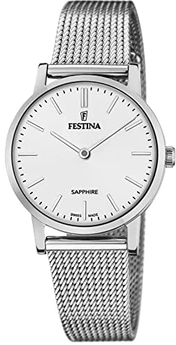 Festina Uhr Für Damen F20015/1 Swiss Made Silber Edelstahl Case SilberEdelstahl Band