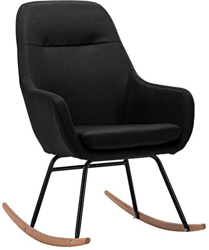 vidaXL Schaukelstuhl Relaxstuhl Schwingsessel Schwingstuhl Stuhl Polsterstuhl Wippstuhl Schaukelsessel Sessel Relaxsessel Schwarz Stoff