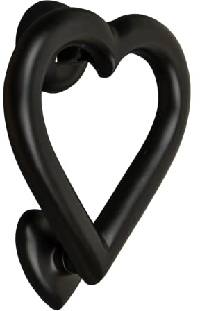 Heurtoir de porte en forme de cœur pour porte d'entrée | Heurtoirs en laiton massif poli avec plaque de gâche | UPVC | Meuble de porte d'entrée en forme de cœur avec un design unique (noir)