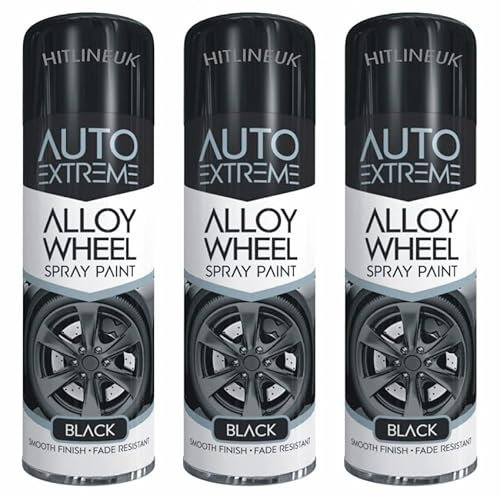 Spray Paint, Alloy Wheel Paint - Black Wheel Paint 300ML x 3