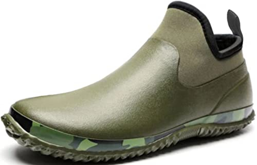 GILKUO Stivali Gomma Uomo Bassi Stivaletti Pioggia Impermeabili Neoprene Stivali Corti da Pesca Giardinaggio Giardino Verde Taglie 44