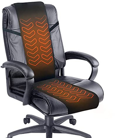 MAXCOM Foldable & Washable Fabric Heated Seat Cushion with Temperature Control & Timer - Whole Back Heating - for Office/Home Use