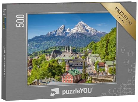 puzzleYOU: Puzzle 500 Teile „Historische Stadt Berchtesgaden mit dem Watzmann im Hintergrund, Bayern“ – aus der Puzzle-Kollektion Deutschland, Berchtesgaden