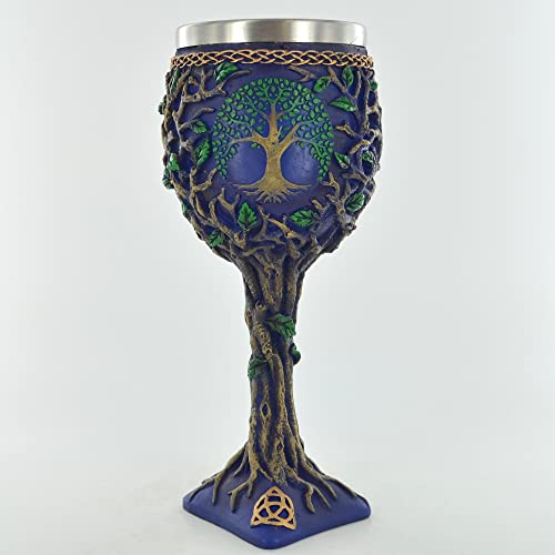 Prezents.com - Goldfarbener Kelch mit keltischem Baum des Lebens Symbol, Edelstahl, Kelch, Becher, 200 ml