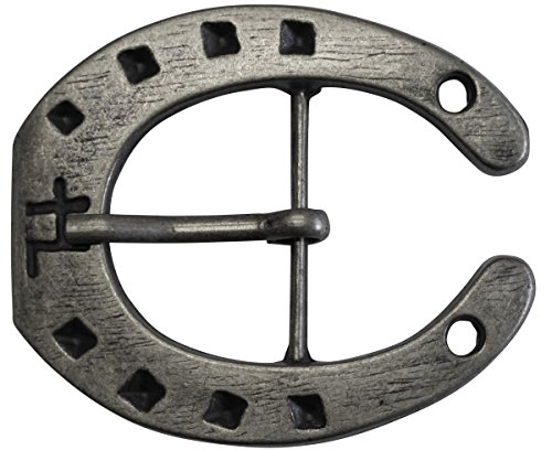 BELTINGER Gürtelschnalle Hufeisen 4,0 cm | Buckle Wechselschließe Gürtelschließe Reitaccessoires 40mm Massiv | für Reit-Outfit | Dorn-Schließe | Altsilber