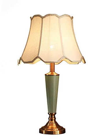 Mengjay Tischlampe Vintage Keramik, Schlafzimmer Nachttischlampe Plissee Lampenschirm Gemalt grün Porzellan Lampe Körper Chinesische Schreibtischlampe, Wohnzimmer/Arbeitszimmer/Esszimmer (B)