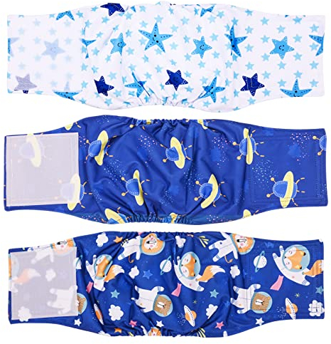 Pannolini per Cani Maschi Lavabili,Pantaloni Riutilizzabili Fasce per Cane Maschi,Mutandine Igieniche per Cuccioli Regolabili,Altamente Assorbenti per Animali di Piccola Media Grande Taglia,3 Pezzi,M