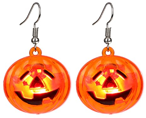 MaNMaNing Halloween Craniums Ohrringe Frauen leuchtende LED Kürbis Ohrringe Leuchten Ohrringe leuchten im Dunkeln Halloween Tropfen Ohrringe (A, One Size)