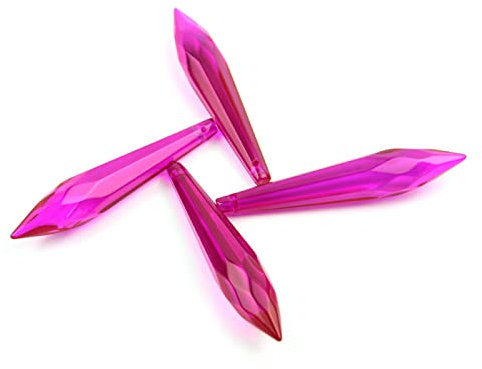 Farbige 76 Mm 10 Stück / 50 Stück / 100 Stück Facettierte Kristall-Kronleuchter Mit Eiszapfen-Anhänger Für Hochzeiten/Heimdekoration,Fuchsie,76mm 10St