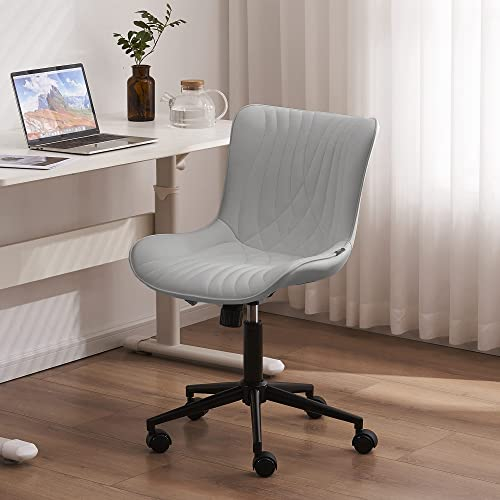 YOUTASTE Bürostuhl Ergonomischer im Fischschwanz-Design, Schreibtischstuhl Drehstuhl mit Rollen, Höhenverstellbarer und Wippfunktion, Computerstuhl für Homeoffice und Büro, Grau
