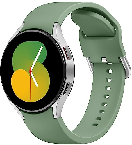 Tobfit Cinturino di ricambio per Samsung Galaxy Watch 6, Galaxy Watch 5/Watch 4, 40 mm, 44 mm, Galaxy Watch 5 Pro, 20 mm, in silicone, per Samsung Galaxy Watch 6/Watch 4 Classic (verde)
